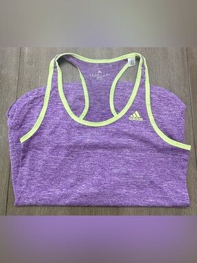 adidas Purple Heather Racerback Tank with Lime Trim
